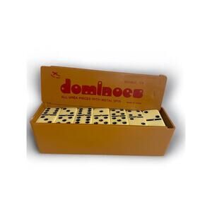 Box of 28 Dominoes Double Six All Urea with Metal Spin